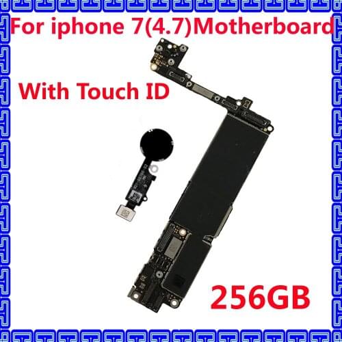 Good quality For iphone 7 Original motherboard with / NO touch ID Factory unlocked mainboard IOS system 256GB Clean iCloud plate