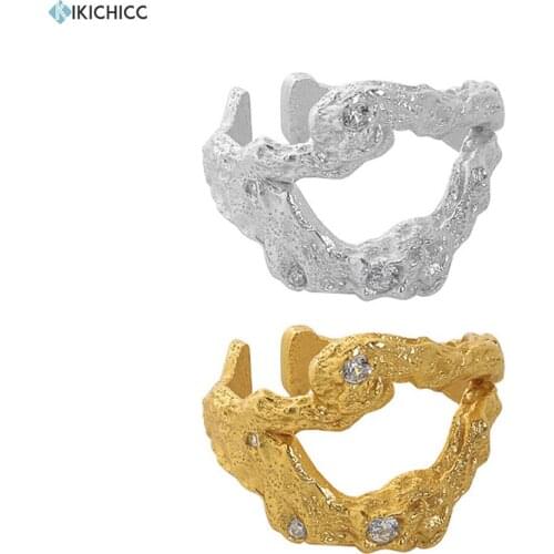 KIKICHICC 925 Sterling Silver Gold Mouth Zircon Charm Resizable Rings Adjustable Women Fashion Fine Jewelry Crystal Rock Punk