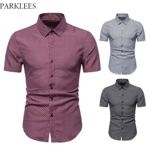 Classic Small Plaid Mens Shirts 2020 Business Casual Slim Fit Shirt for Men Summer Button Men Short Sleeve Shirt Chemise Hommme