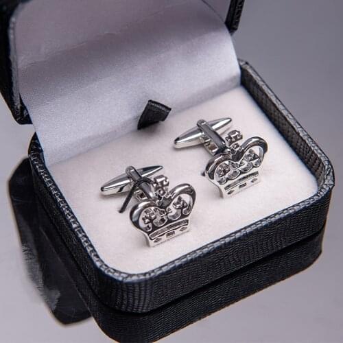 Classic Crown Cufflinks For Mens Shirt Silvery Plated Cuff Button Cross Jewelry For Wedding Party Gentlemen Father Gift