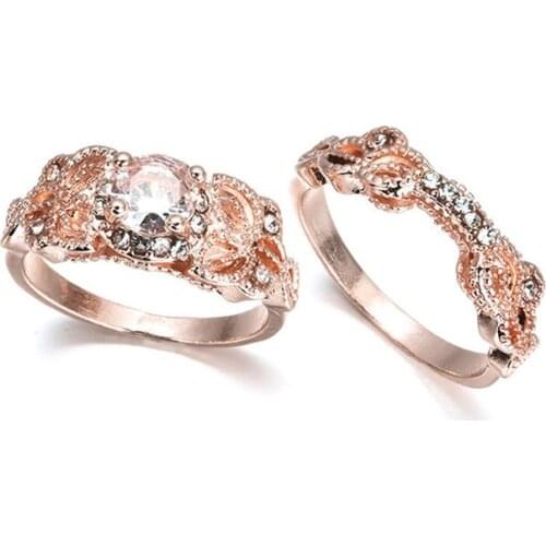 2pcs/set Luxury Gold Handcuff Ring for Women Popular Engagement Rings Sterling Female Jewelry Making 2021