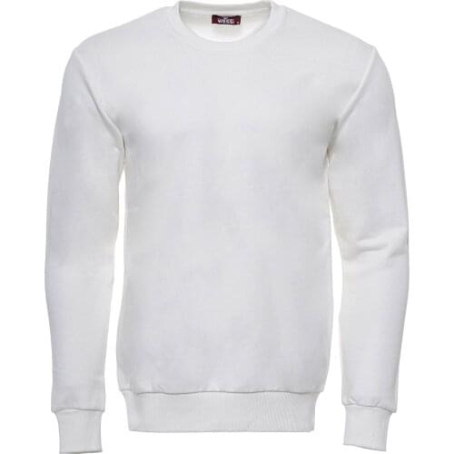 Cream Plain Circle Neck Sweatshirt