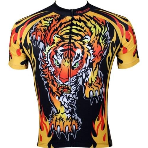 Cool Personality 3D Tiger Short Sleeved Cycling Jersey 100% Polyester Breathable Mens Spring and Summer Style Bike Jersey