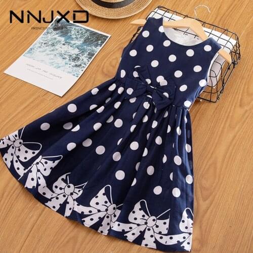 A-Line Summer Kids Dresses For Girls Sleeveless Baby Girl Polka Dots Casual School Wear Children Clothing Flower Girl Clothes
