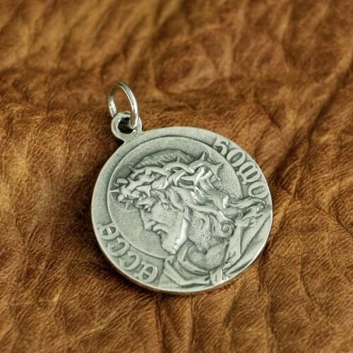 LINSION 925 Sterling Silver Virgin Mary Madonna Jesus Christ Charms Pendant TA97 JP