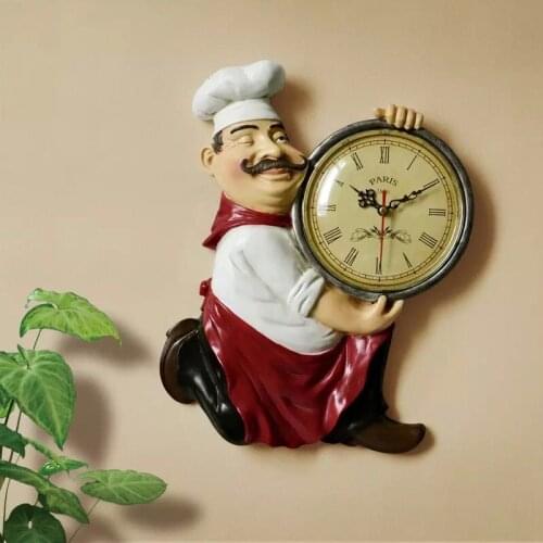 Resin Chef Cute Wall Clock Home Watch Bathroom Kitchen Clock vintage Wall Watches Home Decor Wall Clock Modern Design
