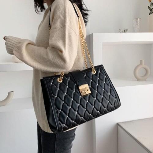 Fashion New Women Bags 2021 Chain Diamond Lattice Shoulder Bags For Women Handbag PU Leather Lock Square Bags WLHB2164
