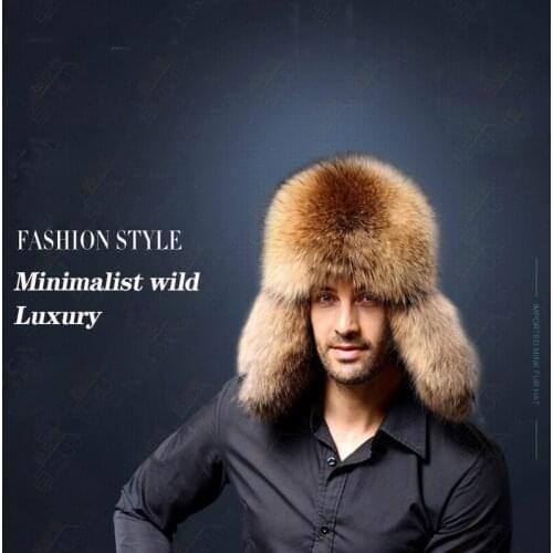 2021 Men Hat Winter Hat with Ear Flaps/Winter artificial fox fu Hat