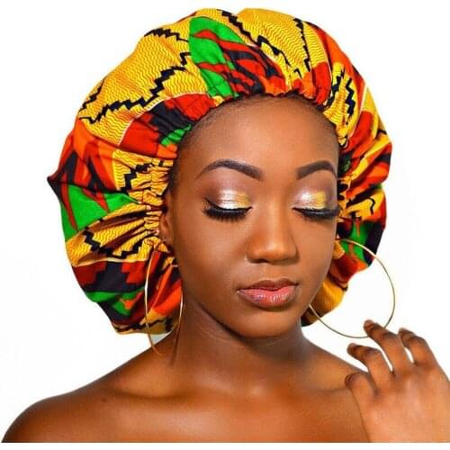 New Extra Large Satin Lined Bonnet Women Big Size Beauty Print Satin Silk Bonnet Sleep Night Cap Head Cover Bonnet Hat Wholesale