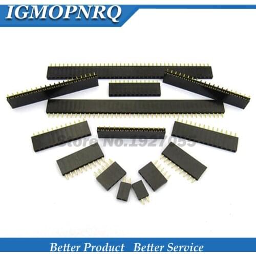 100PCS 2.54MM pitch single row female pin socket 4/5/6/7/8/9/10/12Pin PCB Connector Single Row Mother For