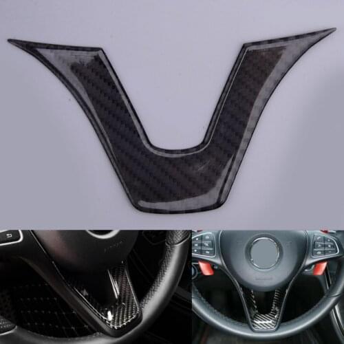 Front Carbon Fiber U Shape Steering Wheel Cover Trim Moulding Fit for Mercedes Benz C-Class W205 GLC Class X253