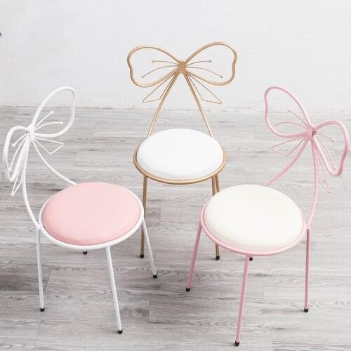 Nordic brief Modern manicure chair metal nail table manicure table bow cute pink chairs free shipping