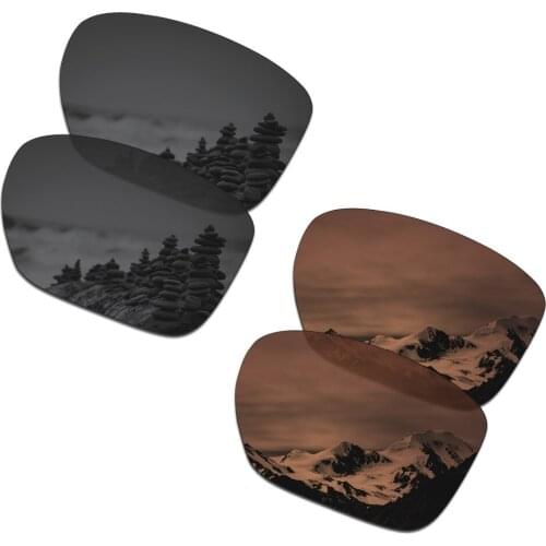 SmartVLT 2 Pairs Polarized Sunglasses Replacement Lenses for Oakley Sliver XL Stealth Black and Amber Brown