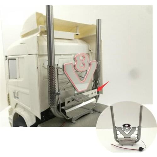 Tamiya scania actros truck V8 logo exhaust equipment rack set assembly for 1/14 rc scania model R620 56323 R730 tractor trailer