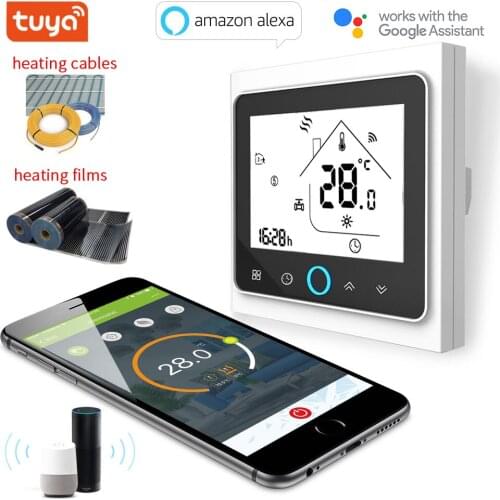 Tuya Control EU 16A underfloor heating fims/cables/mats temperature control wifi thermostat for Works with Alexa Google home