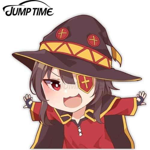 Jump Time 13 x12.3cm Vinyl Car Stickers Megumin Cartoon Avatar Car Decals Surfboard Computer Peeker Windshield Car Accessories
