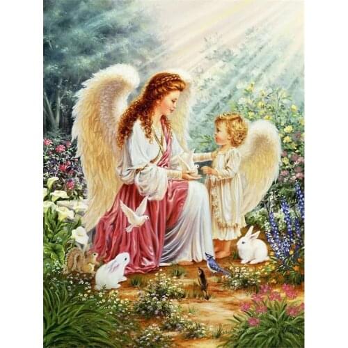 Angel Portrait Printed Water-Soluble Canvas 11CT Cross-Stitch DIY Embroidery Patterns DMC Threads Handiwork Hobby Mulina