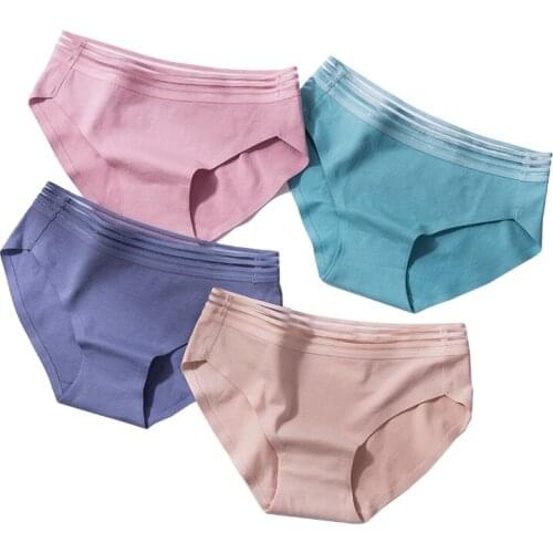 Womens Underpants Soft Cotton Panties Girls Solid Color Briefs Stretch Panty Sexy Lingerie Female Underwear S-XXL Panty 1 Piece