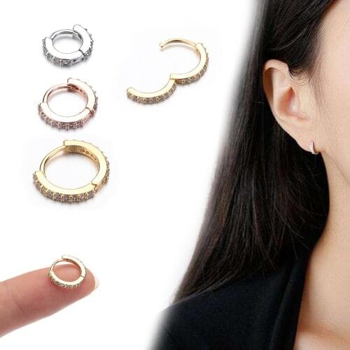 1Pc New Mujer Arrival 6mm/8mm/10mm CZ Huggie Hoop Cartilage Earring Helix Tragus Daith Conch Rook Snug Ear Piercing Jewelry