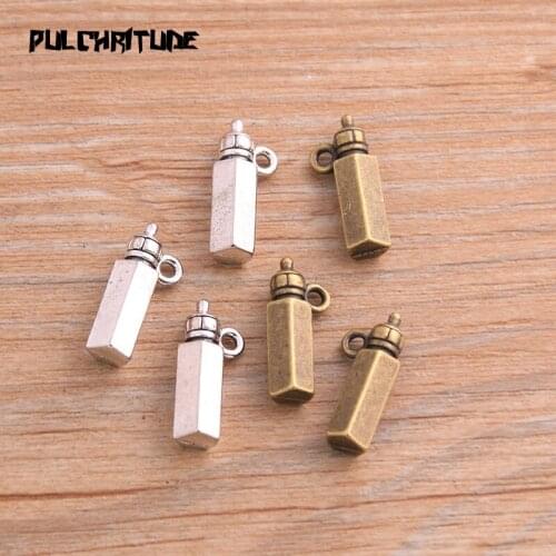 10PCS 7*18mm Metal Alloy 2020 New Two Color Bottle Charms Pendant For Jewelry Making DIY Handmade Craft