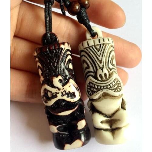 FREE SHIPPING 12 pcs Tiki Resin Carving Necklace Amulet Gift Tribal Totem Fashion Jewelry