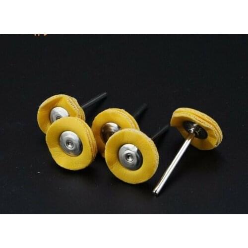 2Pcs 25mm Leather wheel Polishing Buffing 3mm Shank Rotary Tool for yello