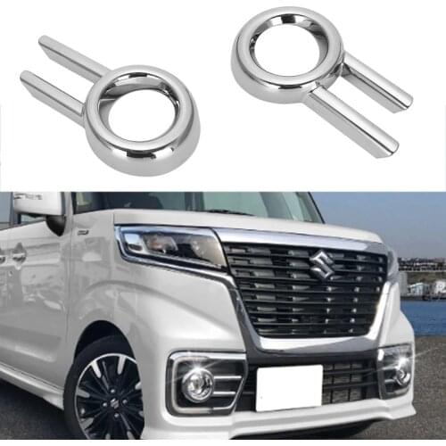 2PCS/Set Plastic Car Front Head Fog Light Chrome Cover Trim Bezel Frame Garnish for Suzuki Spacia Custom MK53S