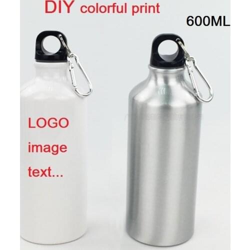600ML Bottle DIY customize colorful print LOGO photo for Travel Sport Easy take bike with hook for bag Aluminium Portable MAZWEI
