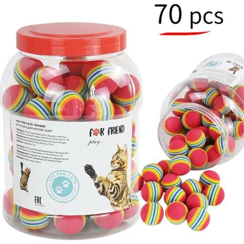 70Pcs Rainbow EVA Pet Toys Ball Interactive Cat Dog Play Chewing Rattle Scratch EVA Ball Training Balls Pet Toys Supplies