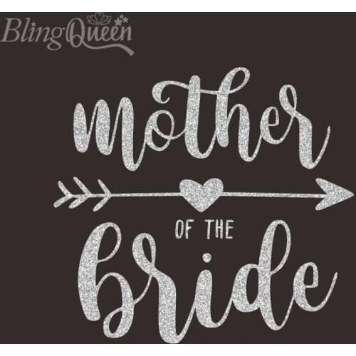 BlingQueen 12PCS/LOT Iron on Heat Transfer Washable Glitter Vinyl Patches Hot Fix Motifs Mother of the Bride Design