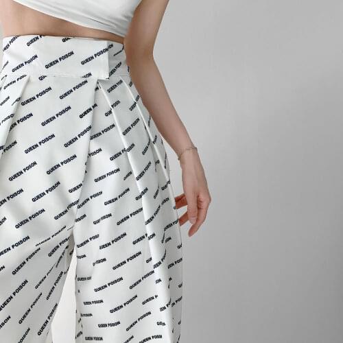 Casual Pants Womens Printed Spring and Summer 2021 New High-waisted Wide-leg Suit Pants Were Thin Loose Straight Mopping Pants