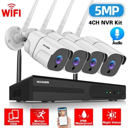 CCTV Camera Security System Kit Wifi 5mp 4CH Wireless NVR Kit Outdoor Night Vision Wifi Video Surveillance Camera System Set 2MP
