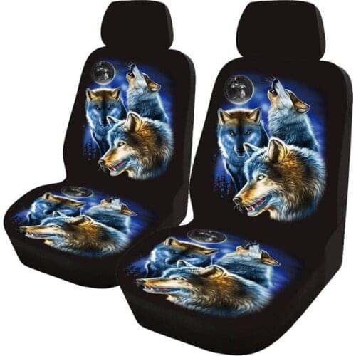 AUTO KEGAN Wolf Car Seat Covers Wolf Portrait Forest Animal Head Gray Front Seat Covers Auto Seat Covers for Most Car SUV