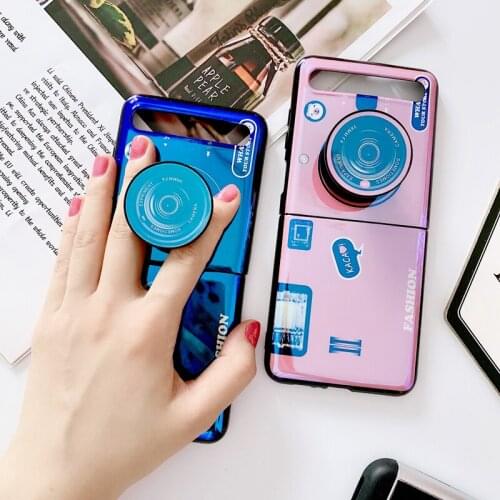 Case for Samsung Galaxy Z Flip Case Blu-ray Camera Patterned Soft Shell Z Flip Stand Mobile Phone Back Cover for Galaxy Z Flip
