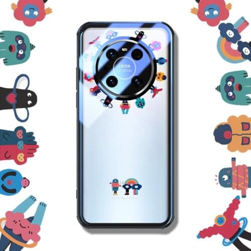 ASINA HD Transparent Tempered Glass Case For Huawei Mate 40 Pro Cartoon Cover For Huawei Mate 30 20 Pro 20X Capa Funda Monster