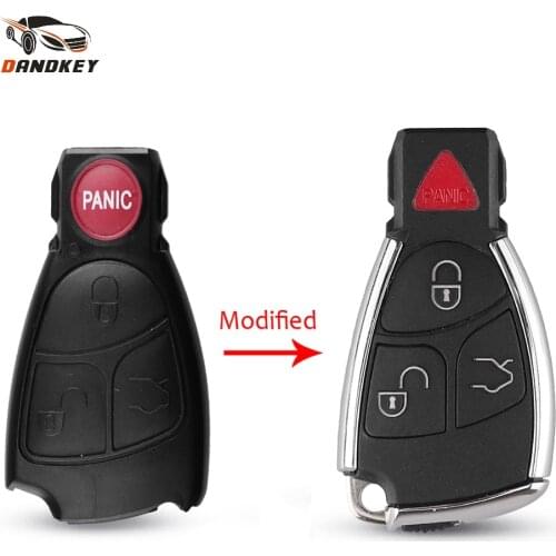 Dandkey 3+1 4 Button Modified Car Smart Remote Key Case Shell For Mercedes Benz E C R CL GL SL CLK SLK Key With Battery Holder