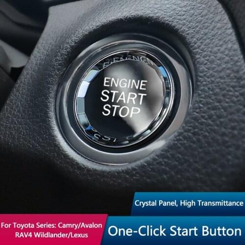 QHCP Engine Start Stop Button Cover Crystal Edge Ignition Decorative Sticker Trim For Toyota Series Camry Avalon RAV4 Wildlander