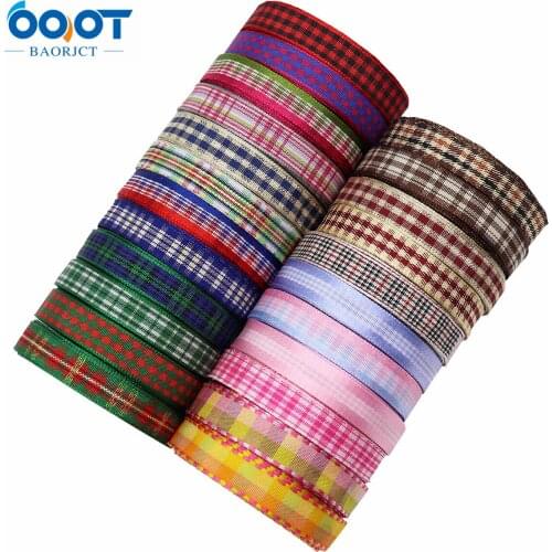 Double-Sided Geometric Lattice Flowers Cloth Ribbons M-21903-1572 3/8" 10Yards Bow Cap DIY Party Gift Packaging Materials