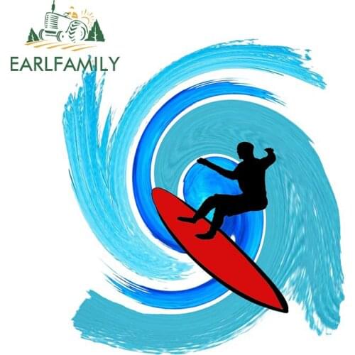 EARLFAMILY 13cm x 11.7cm for Surfing Car Stickers Campervan Decal Surfboard Windows Windshield Funny Waterproof Sunscreen