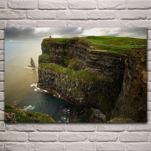 Ireland Cliff Ocean Coastline seascape nature senery living room decoration home wall art decor wood frame fabric posters KL844