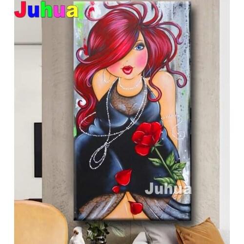 Fat Ladies Rose 5d diamond painting Cartoon full square round drill diamond embroidery mosaic art home decor Netherlands Gift