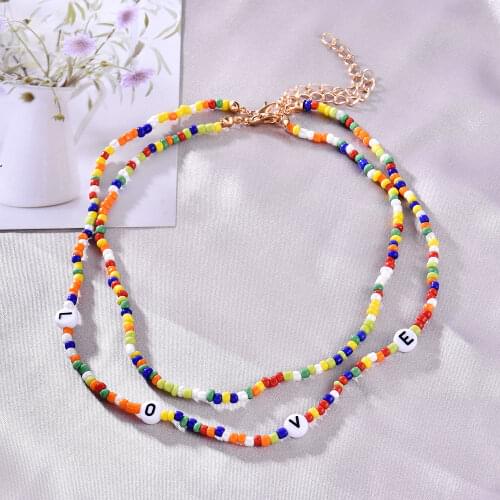 Letter Pendant Necklace for Women Choker Bead Aesthetic Collier Femme Summer Costume Jewelry Neck Chain Mobile Phone Chain