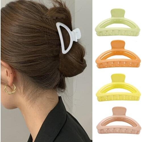Korean Acrylic Women Hair Claw Fashion Solid Color Crab Hair Clip For Girls Hair Accessories Elegant Geometry Hairpins Headwear