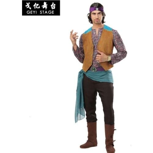 New adult men glod gypsy prophet king costume for man costume halloween party traditional role play cosplay party
