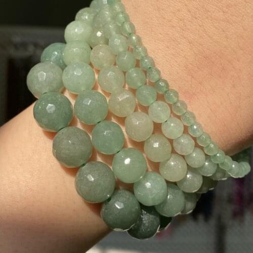Natural Green Faceted Aventurine Stone Beads 4 6 8 10 12mm Round Loose Beads For Jewelry Making Diy Bracelet Charm Accessories