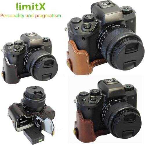 LimitX Pu Leather Case Bottom Opening Version Protective Half Body Cover Base For Canon EOS M50 Mark II M50MK2 Digital Camera