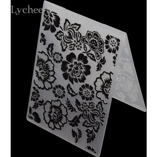 Lychee Life Plastic Peony Flower Embossing Folder For Scrapbook DIY Album Cards Template Stamp Diy Decoration