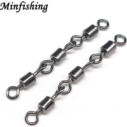 Minfishing 200pcs Ball Bearing Swivels 3 Link 3MS Fishing Swivel Snap Rolling Swivels Fishhook Accessories