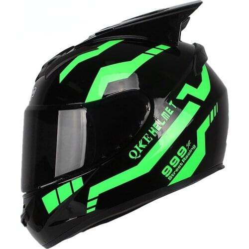 Motorcycle Helmet Warrior Helmet with Horn Motorbike Full Face Helmet Casco Moto Outdoor Riding Equipment Gears ABS Material 034