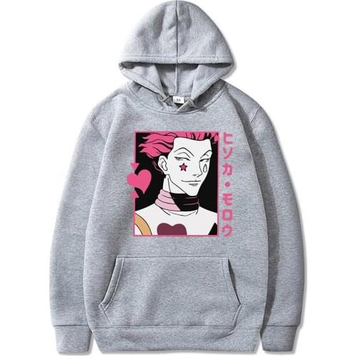 Anime HXH Hunter X Hunter Hisoka Hoodies Mens Long Sleeve Fleece hooded Sweatshirts Moletom Masculino Harajuku Pullover Tops